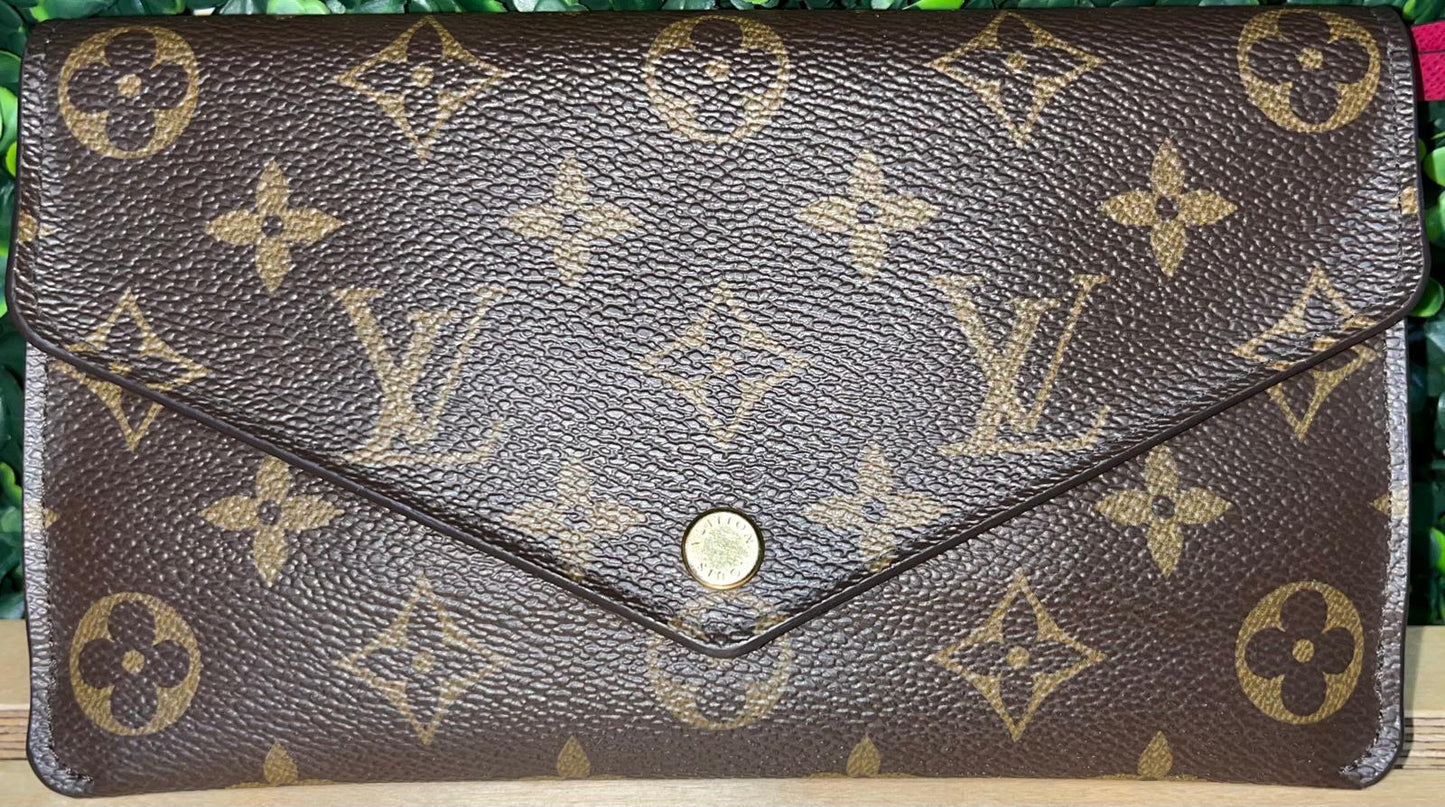 Louis Vuitton mono envelope wallet Burgundy interior with card holder and pouch