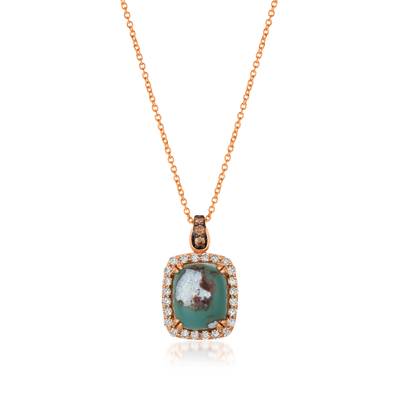 Pendant featuring 6 cts. Peacock Aquaprase™, 1/15 cts. Chocolate Diamonds®, 1/2 cts. Nude Diamonds™ set in 14K Strawberry Gold