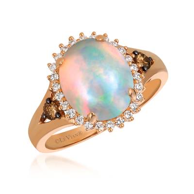 Ring featuring 1 5/8 cts. Neopolitan Opal™, 1/8 cts. Chocolate Diamonds®, 1/5 cts. Vanilla Diamonds® set in 14K Strawberry Gold