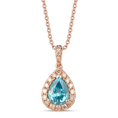 Pendant featuring 1 7/8 cts. Blueberry Zircon™, 1/3 cts. Nude Diamonds™ set in 14K Strawberry Gold