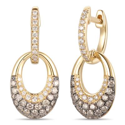 Earrings featuring 3/8 cts. Chocolate Diamonds®, 1/5 cts. Vanilla Diamonds® set in 14K Honey Gold