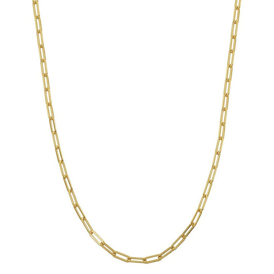 Sterling Silver Necklace made with Paperclip Chain (3mm), Measures 17" Long, Plus 2" Extender for Adjustable Length, 18K Yellow Gold Finish